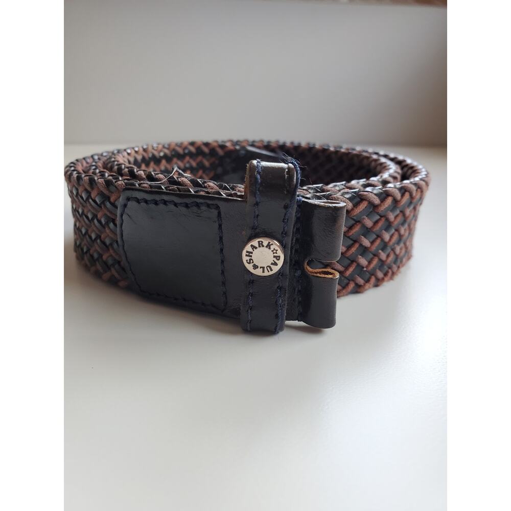 Paul & Shark Mens Braided Leather Belt Brown Black NO Buckle Italy 42in